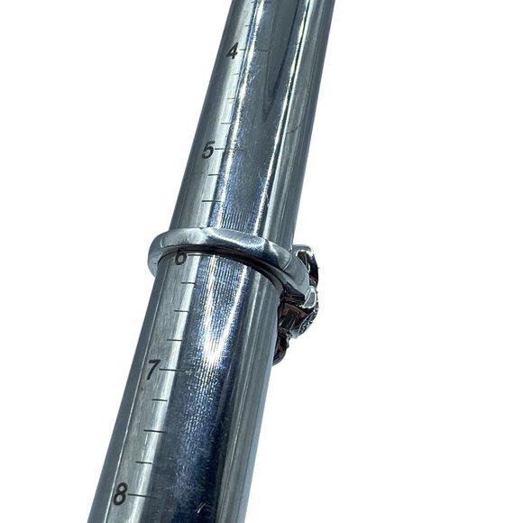 East Art Sterling Silver 8mm Pearl Solitaire Multi-Gemstone Floral Ring Sz 5.75 - Picture 11 of 11